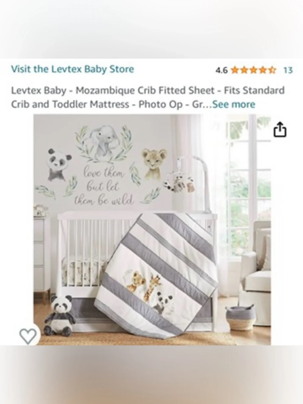Levtex Gray and White Baby Crib Bedding Set
